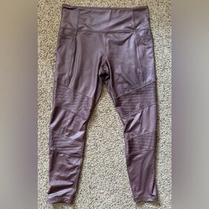 Athleta Shimmering Brown/Mauve Inclination Moto Tights